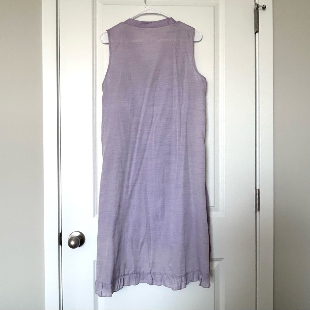 Purple Sleeveless Button Up Dress with Liner - Picture 2 of 13